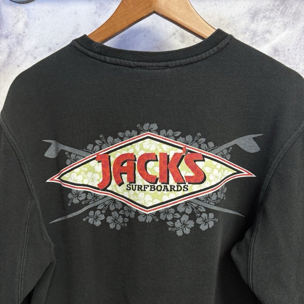 Jacks Surfboards Crew Neck Sweatshirt Mens Small Surf Shop Black